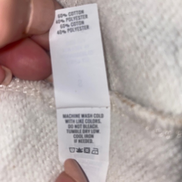 AERIE Cheetah Sweatshirt High Low Split Hem Ivory Gold Pink Size Small S $50 - Picture 8 of 10